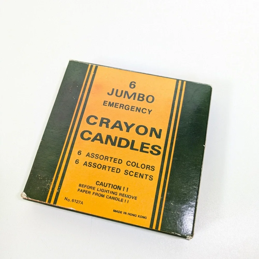 VTG Jumbo Emergency Crayon Candles 6 Pack Scented MCM Retro Novelty Hong Kong